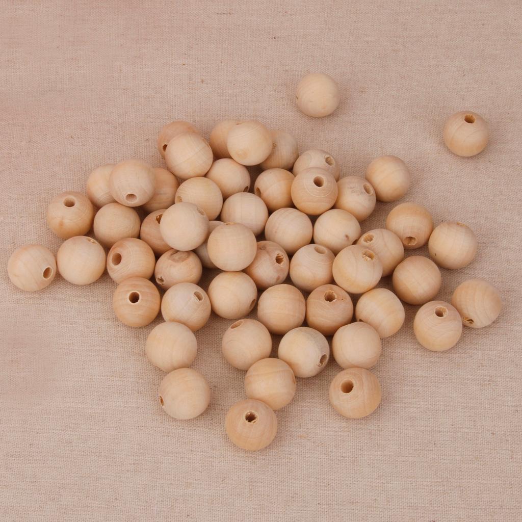 50x 6mm + 50x 10mm Wood Wooden Rustic Beads for Crafts DIY Home Holiday