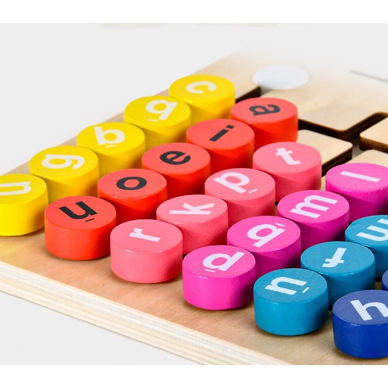 Bảng học chữ cái bằng gỗ, đa sắc màu an toàn cho trẻ - Epod