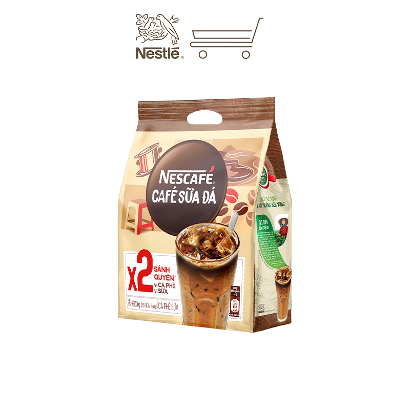 Cà phê hoà tan NESCAFÉ cà phê sữa đá (Bịch 25 gói x 24 g)