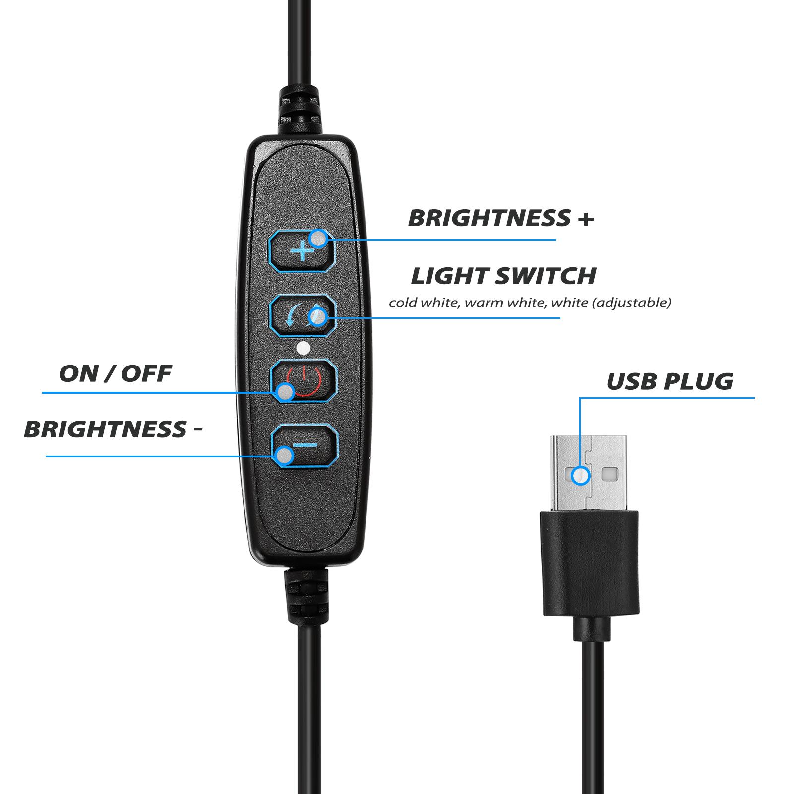 Dải đèn LED tròn có thể điều chỉnh độ sáng rộng Phụ kiện chụp ảnh tự sướng