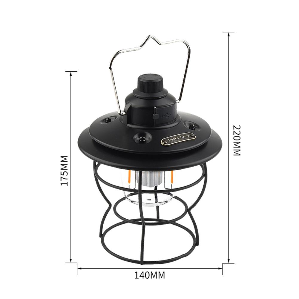 Đèn sạc USB nhẹ phong cách retro chiếu sáng 3 chế độ dùng ngoài trời cắm trại đi bộ đường dài