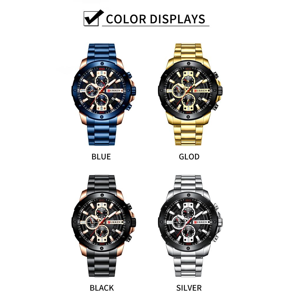Đồng hồ thạch anh CURREN 8336 Nam Dây đeo bằng thép không gỉ Thời trang đa chức năng 3ATM Chronograph