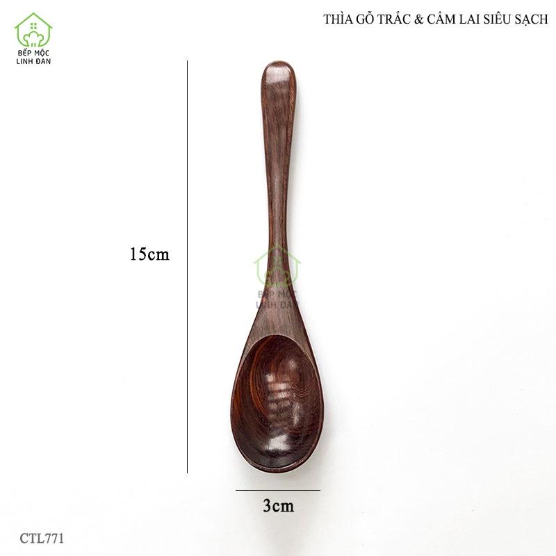 Thìa ăn dặm gỗ Trắc/Cẩm Việt Nam không hóa chất độc hại 01 chiếc 15cm