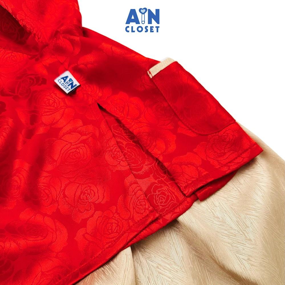 Bộ quần áo Bà ba dài bé gái hoa văn Hoa Gấm Đỏ Be - AICDBGZB5JIU - AIN Closet