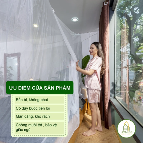 Màn Tuyn, Mùng Chống Muỗi Dệt May 10/10 Nhập Khẩu Chính Hãng Cao Cấp, Bao Vải Dày, Mắt Lưới Nhỏ Mịn - Hàng Chính Hãng MINIIN