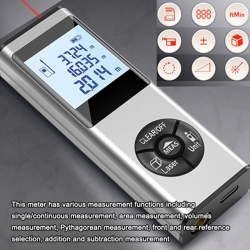 Handheld Laser Rangefinder Distance Meter Area Volumes Measurement Device Building Surveying Equipment LCD Display with Backlight
