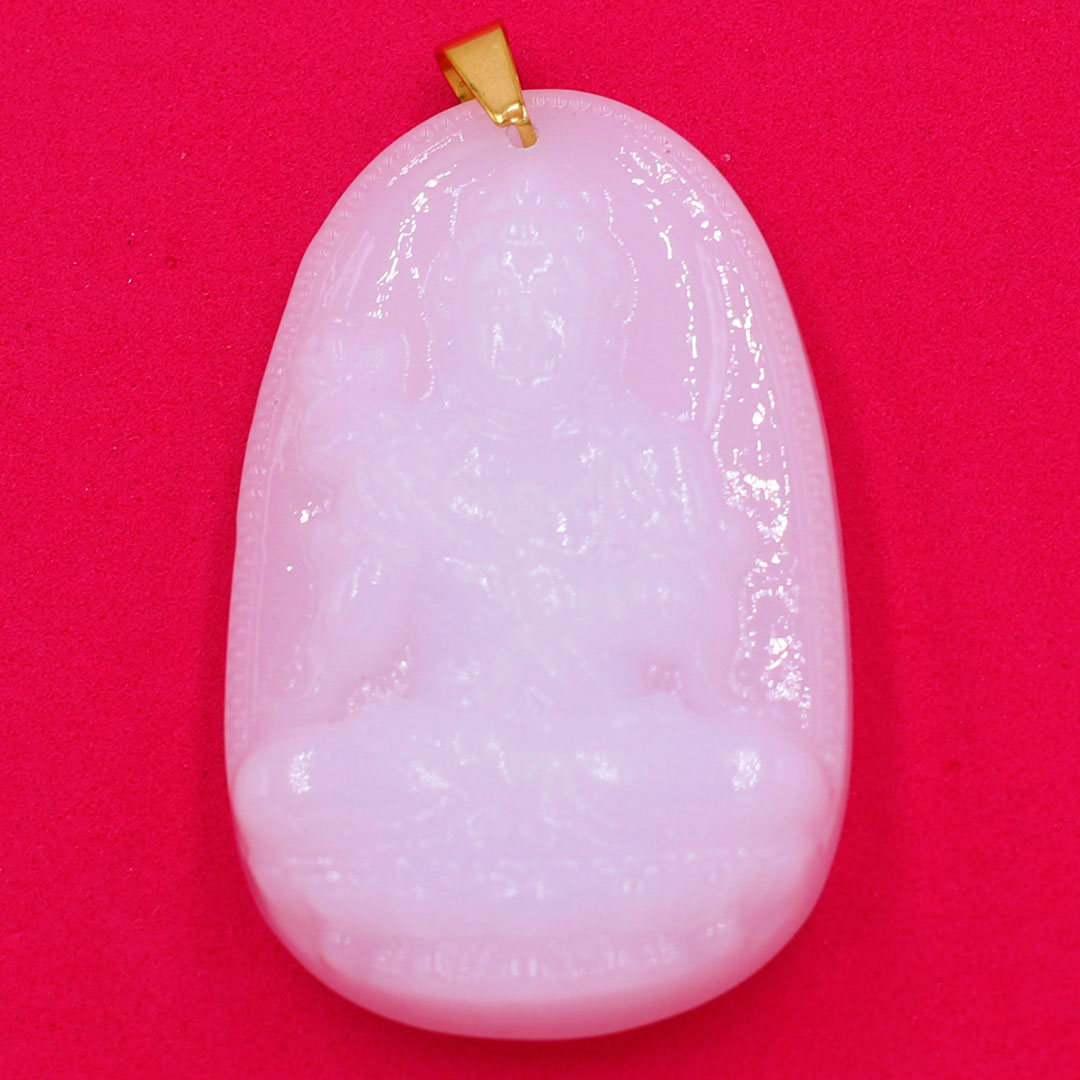 Mặt dây chuyền Đại Thế Chí Bồ Tát thạch anh trắng size nhỏ 3.6cm - phật bản mệnh tuổi Ngọ