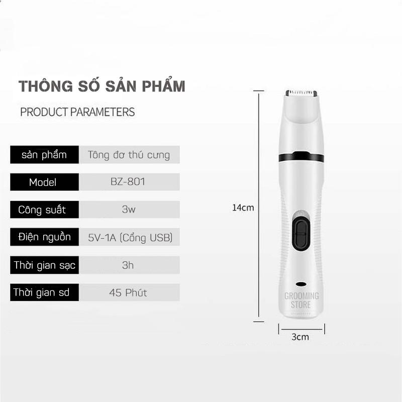 (BZ-801) Tông đơ cắt lông chó mèo 3in1 - cạo bàn chân - cắt tỉa - mài móng - Grooming Store