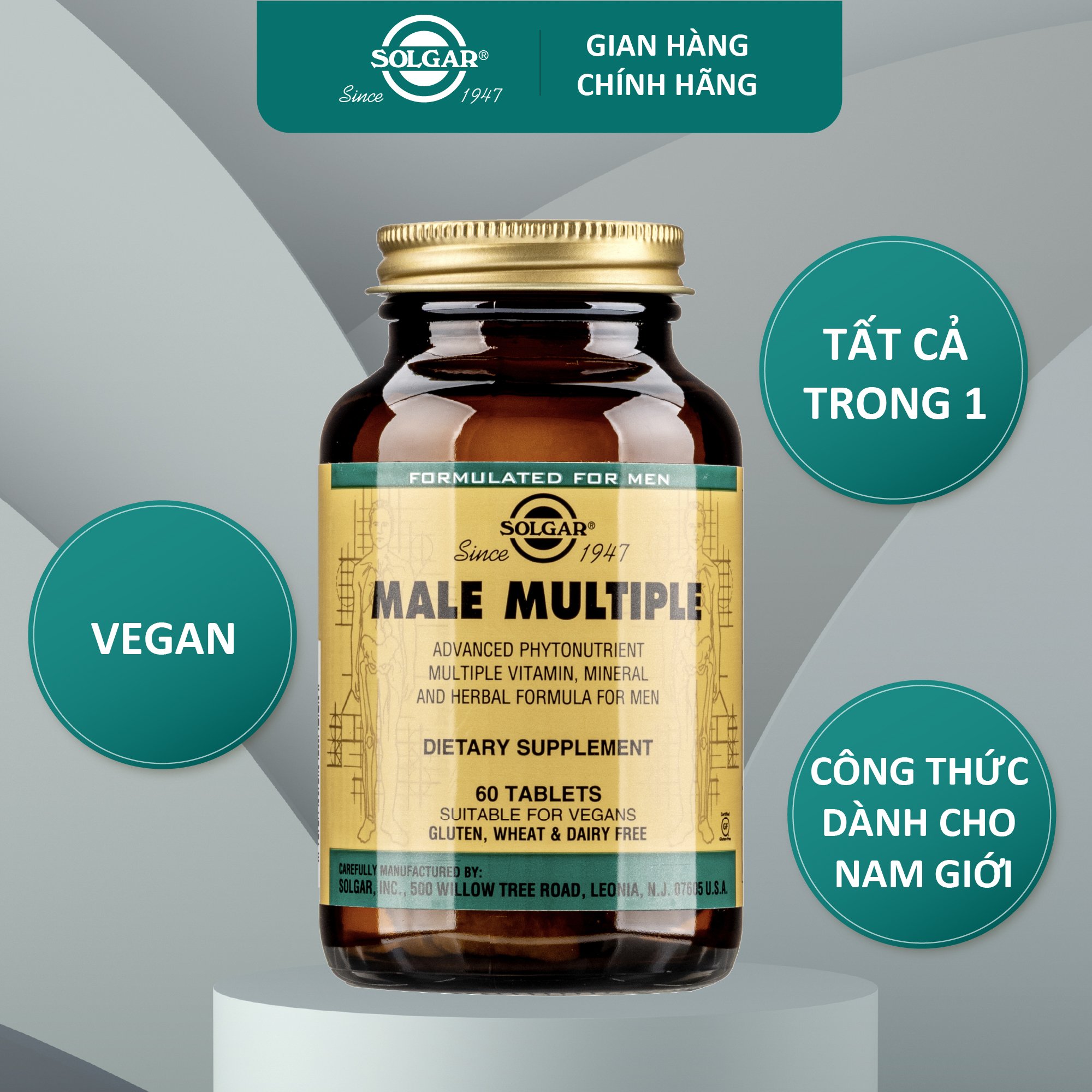 Viên uống Solgar Male Multiple - Giúp Tăng Cường Miễn Dịch, Giảm Stress, Chuyển Hóa Năng Lượng