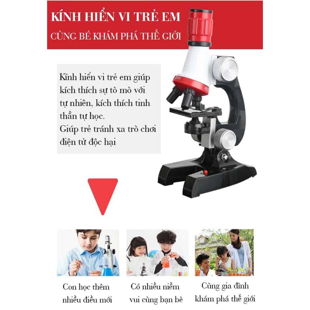 Kính Hiển Vi Trẻ Em Science Microscope Phóng Đại 1200X Kèm Phụ Kiện Tiêu Bản