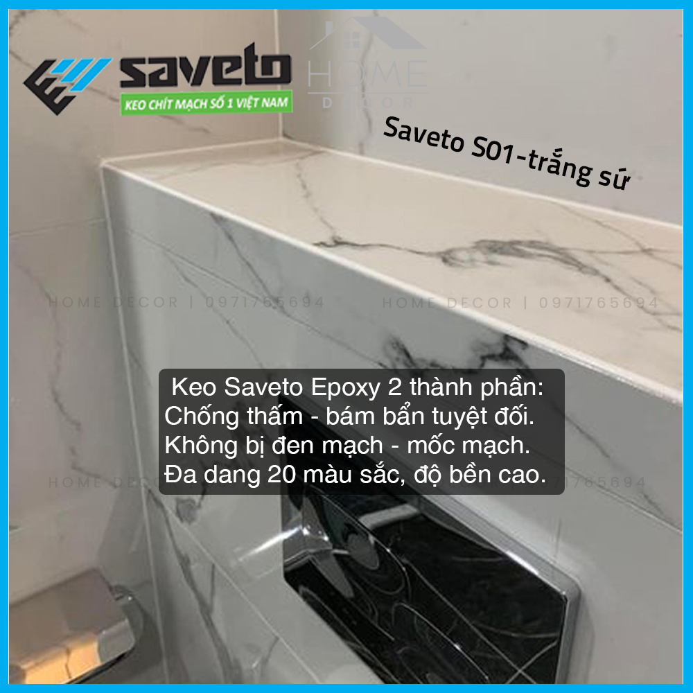 Bộ keo chà ron Saveto 2 thành phần súng trợ lực cao cấp - dùng để thi công keo ron gạch Saveto sàn nhà, nhà tắm, gạch đá ốp lát