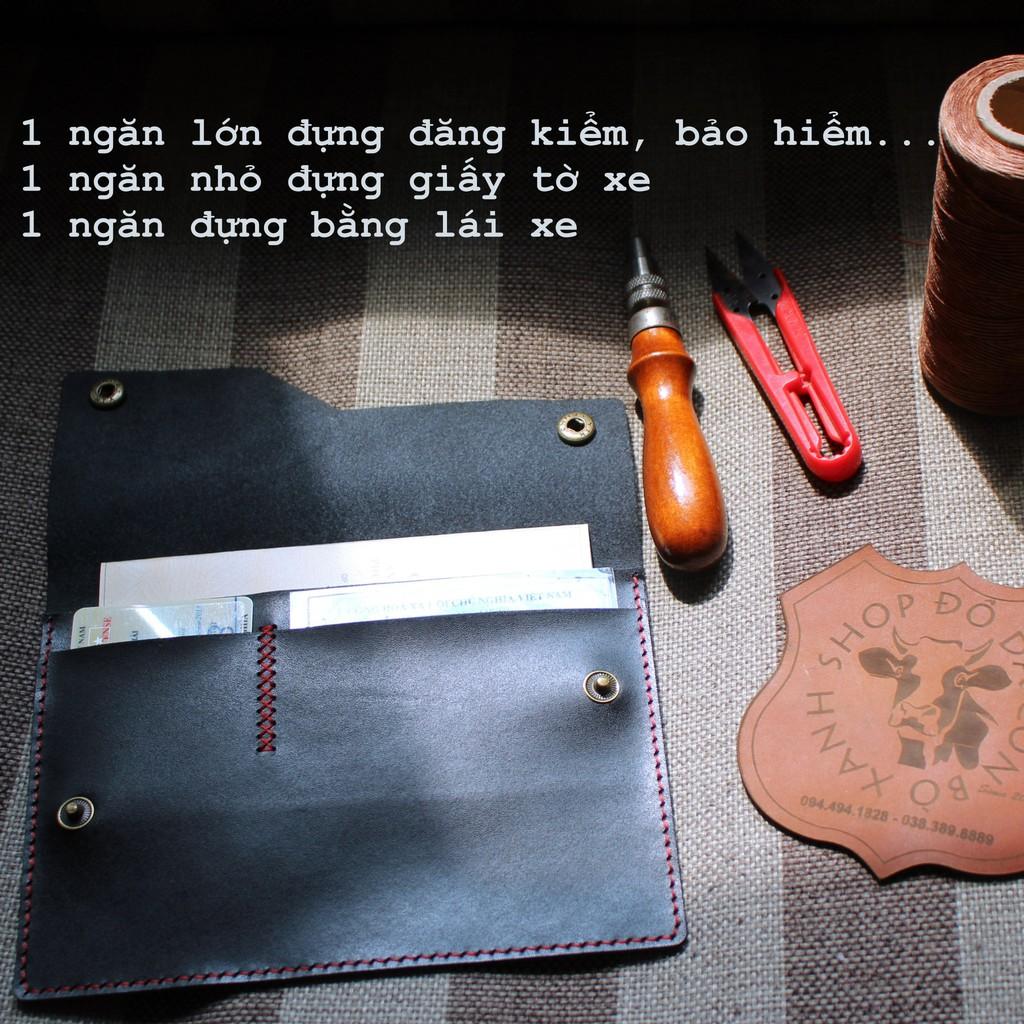 Ví đựng giấy tờ xe, đăng kiểm da bò thật handmade