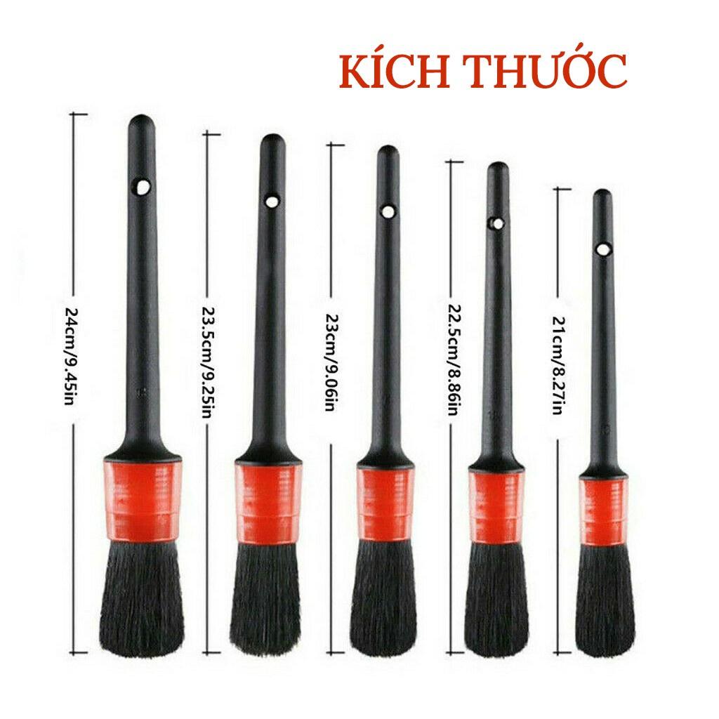 Bộ 5 Chổi Cọ Vệ Sinh Xe Ô Tô Đa Năng - Cọ Rửa Khoang Máy, Mân Xe, Nội Thất, Cọ Quét Vệ Sinh Khe Hở