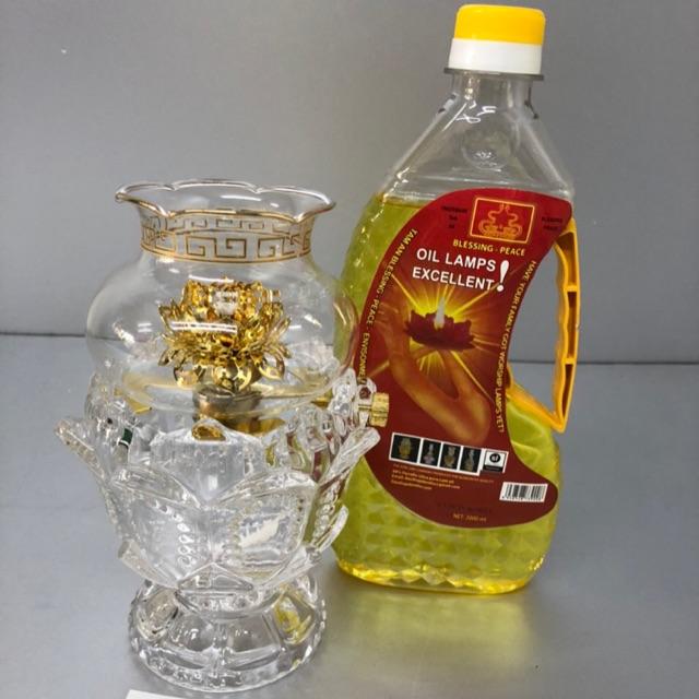 Đèn thờ đốt dầu thủy tinh trắng KH1822