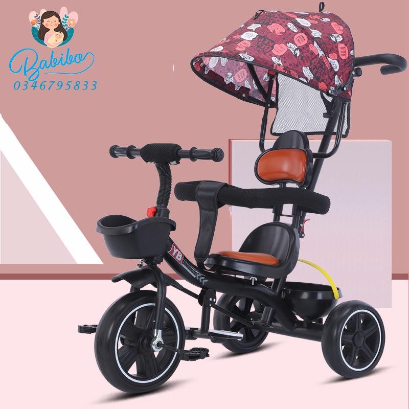 Xe đẩy 3 bánh cho bé BABIBOKIDS Xe đẩy 3 bánh có mái che Xe đạp 3 bánh có cần đẩy chắc khoẻ phù hợp cho bé từ 1-3 tuổi