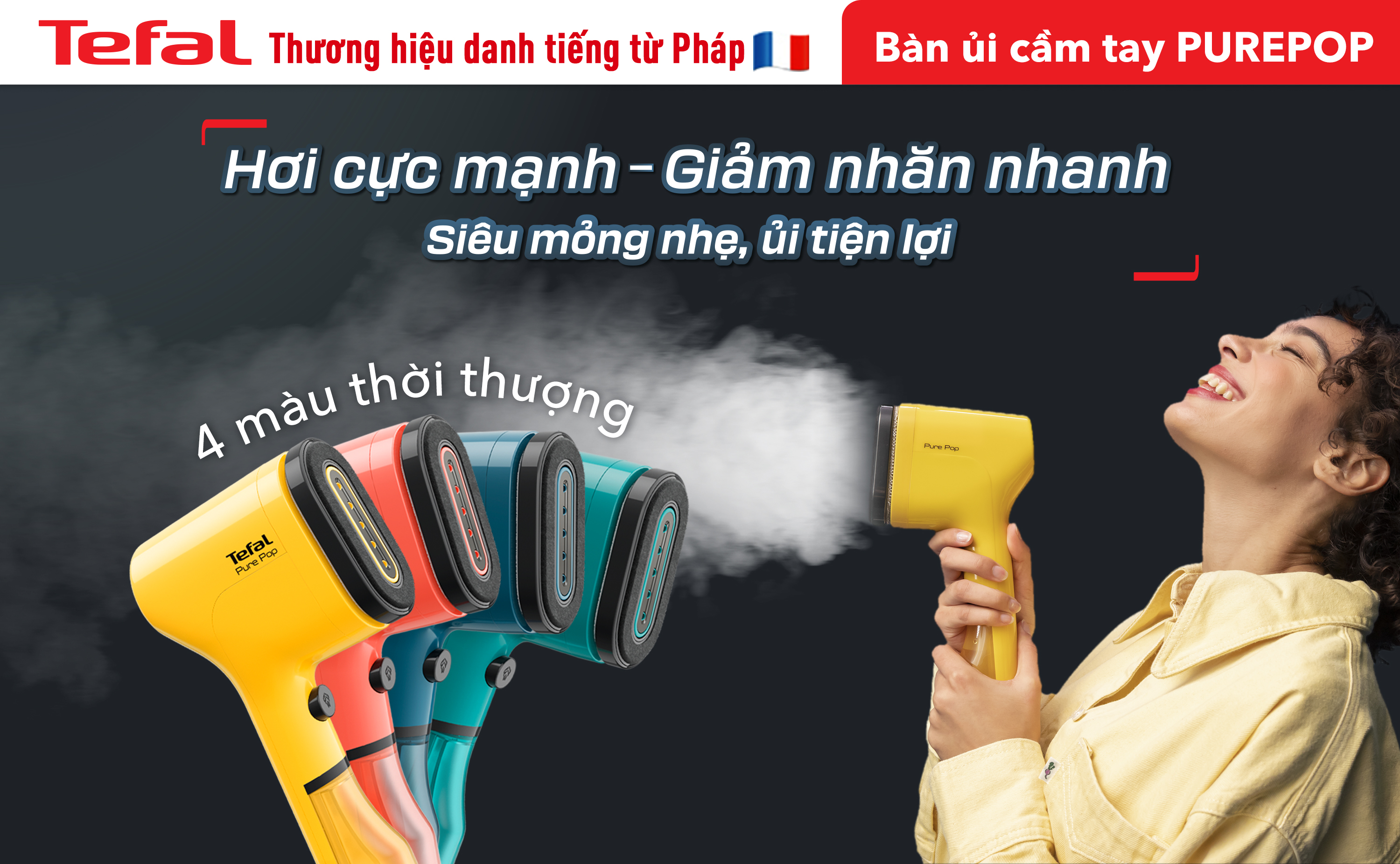 [SẢN PHẨM MỚI] Bàn ủi hơi nước cầm tay Tefal Pure Pop - [Hàng chính hãng