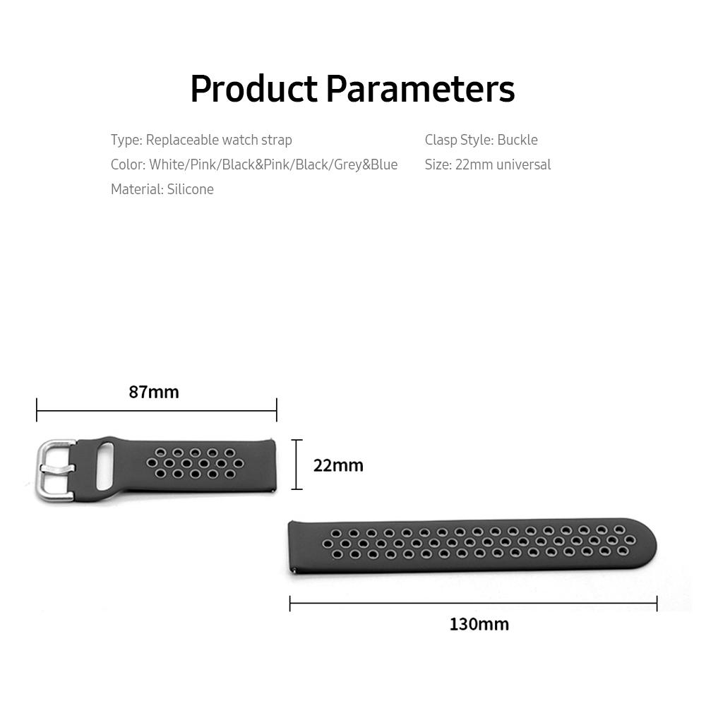 Replaceable Silicone Watch Strap Buckle Breathable Watch Band Strap Compatible with 22mm Universal Smart Watch Grey&Blue