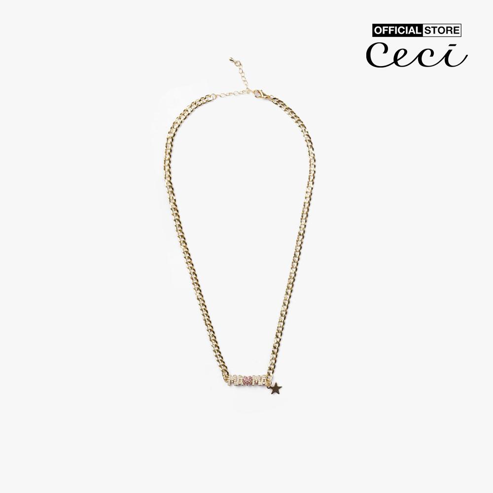 CECI - Dây chuyền nữ mắc xích phối chữ MAMA đính đá CC4-01000180-27