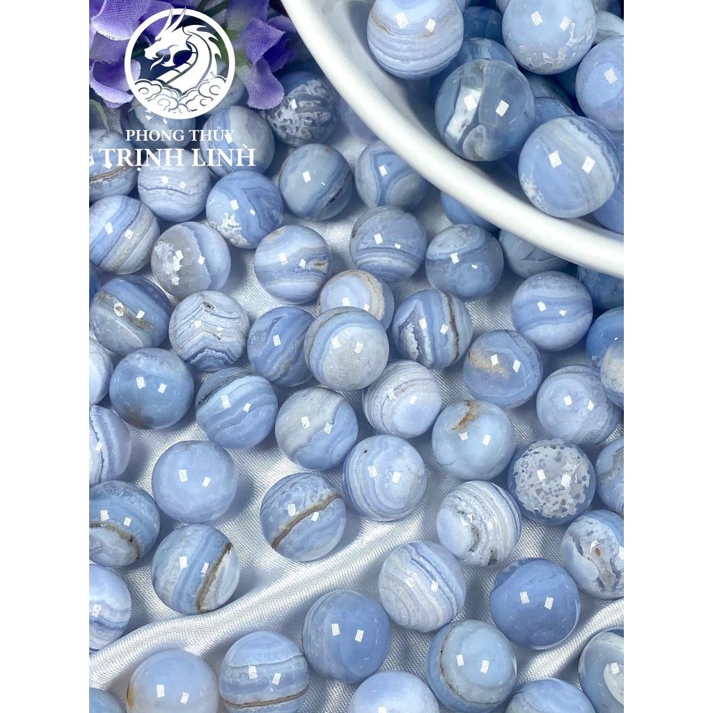 Quả cầu Blue Lace A.g.a.te thanh tẩy Tarot, Reiki, thiền định, phong thủy