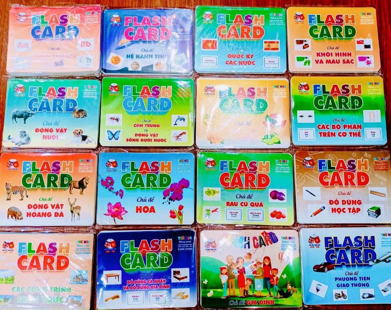 ￼Flash card A5 Khổ B- Thẻ học Thông Minh 18 chủ đề cho bé (Song ngữ Việt Anh)