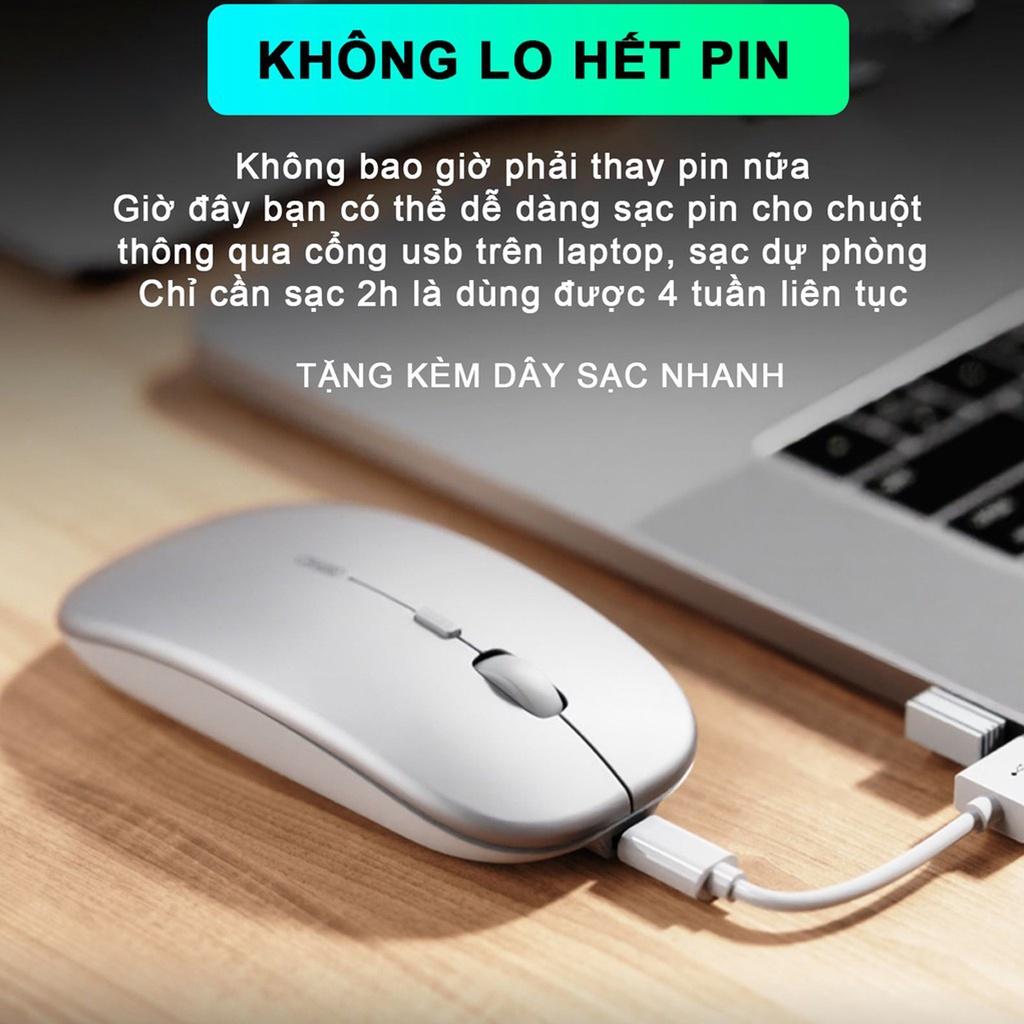Chuột máy tính không dây tự sạc pin MP1 không ồn sạc 1 lần dùng 4 tuần cho Laptop Macbook PC