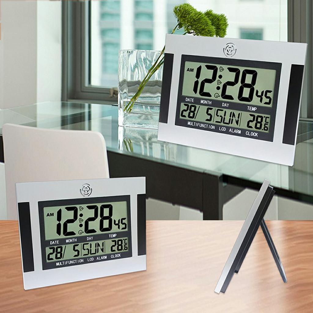 3X Large LCD Wall Clock Digital Clock with Date Temperature for Living Room