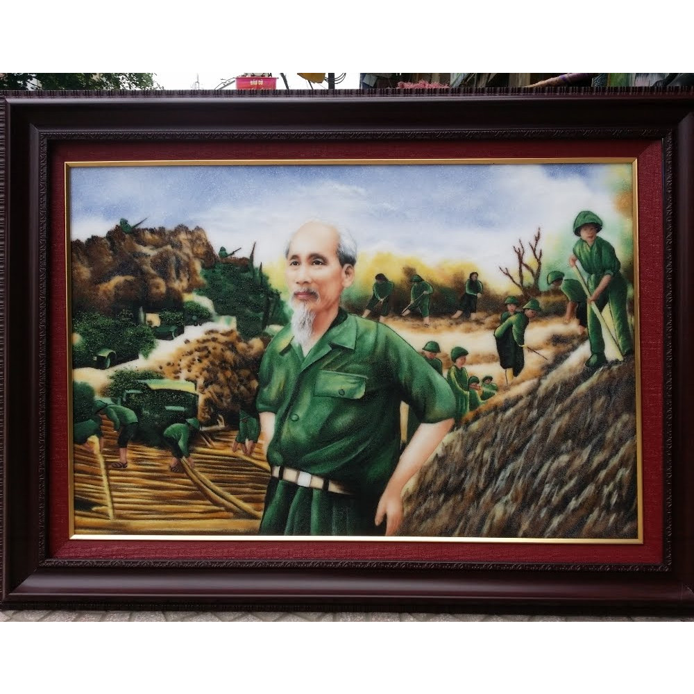 TRANH ĐÁ TỰ NHIÊN, BÁC HỒ CÙNG BỘ ĐỘI CÔNG BINH ĐI MỞ ĐƯỜNG