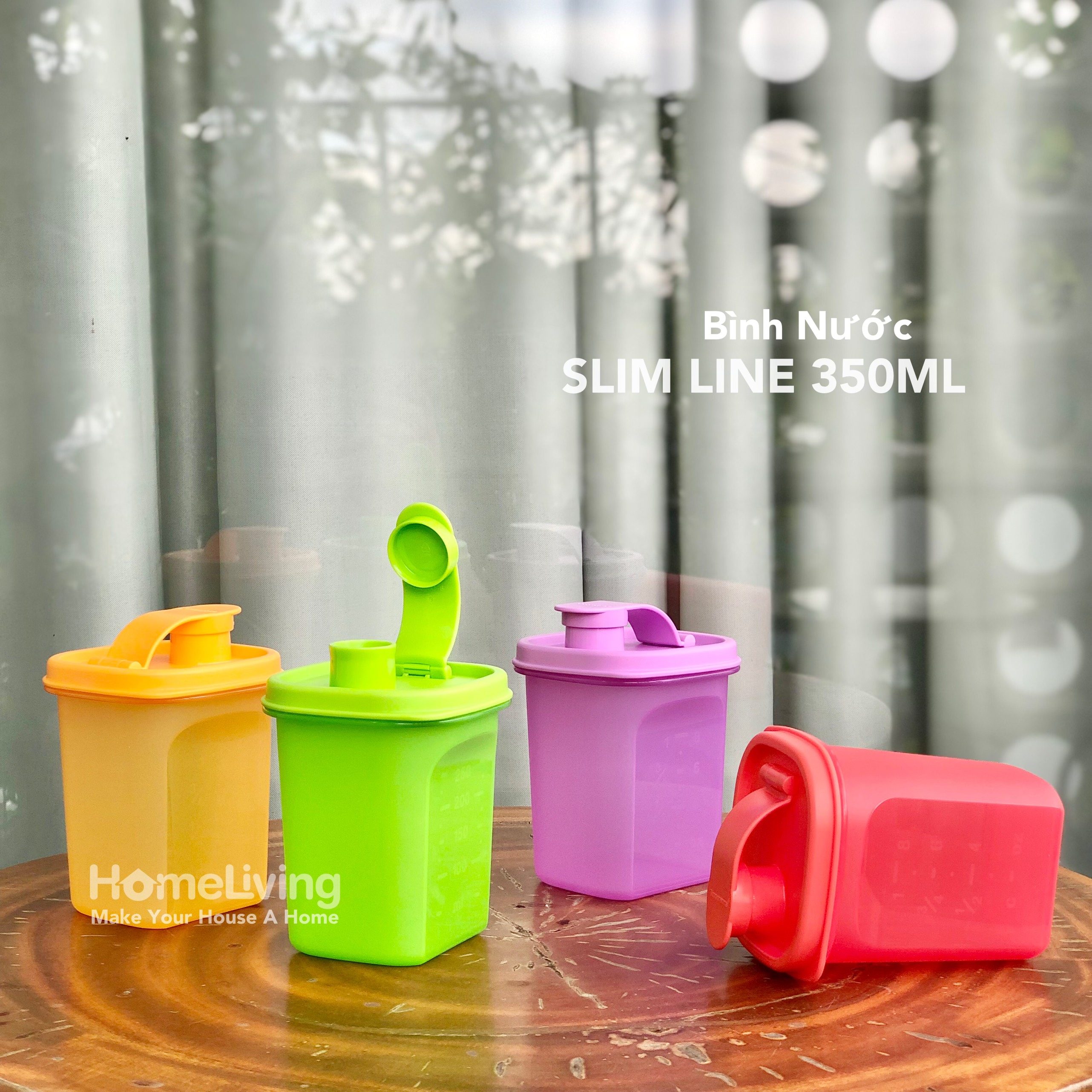 Bộ bình nước Tupperware Slim Line 350ml Set 4