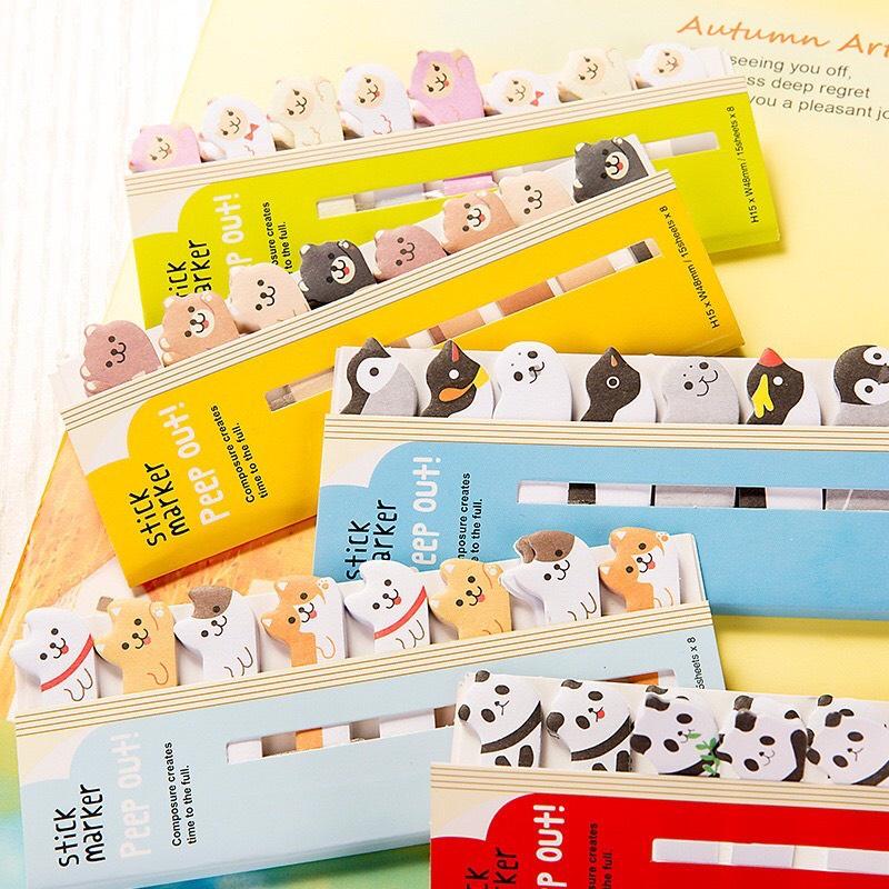 120 Tờ Sticky Note Hình Động Vật - Giấy Kẹp Sách - Đánh Dấu Tab Trang Sách, vở