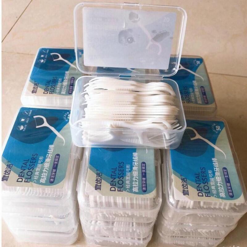 Hộp 50 Chiếc Tăm Chỉ Nha Khoa Sợi Chỉ Mảnh