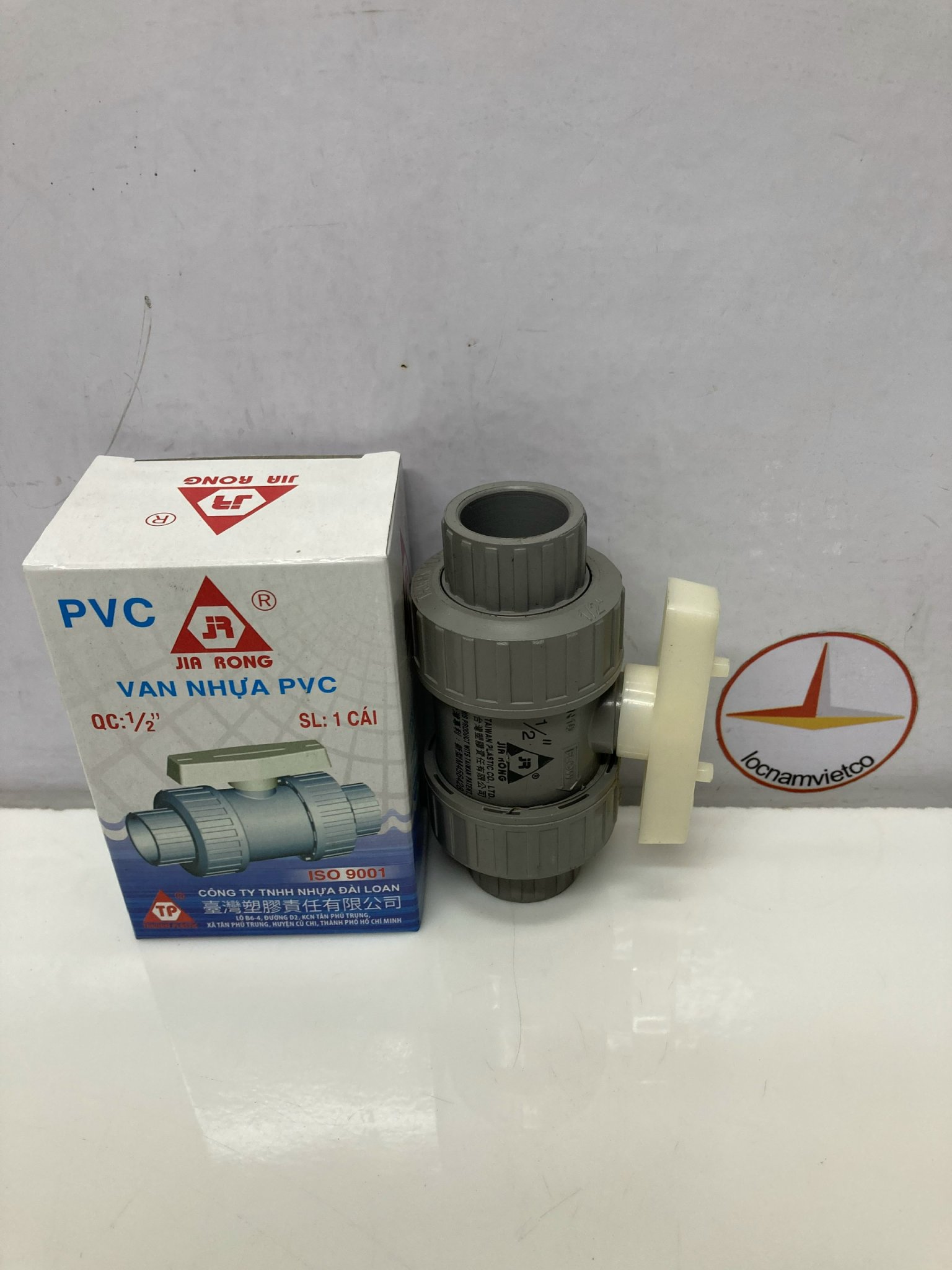 Van hai (2) đầu rắc co 21 nhựa PVC Jiarong _ UB004