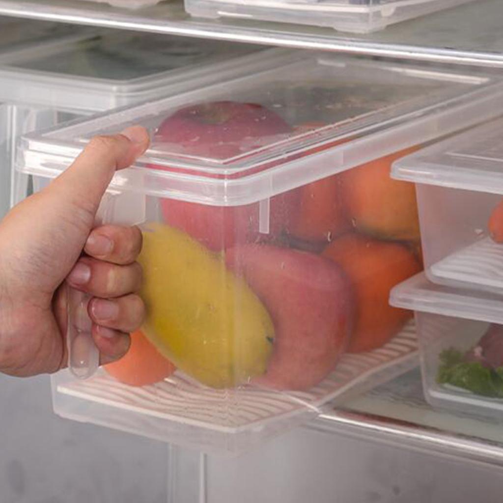 Plastic Food Storage Container Refrigerator Organizer Box with Handle