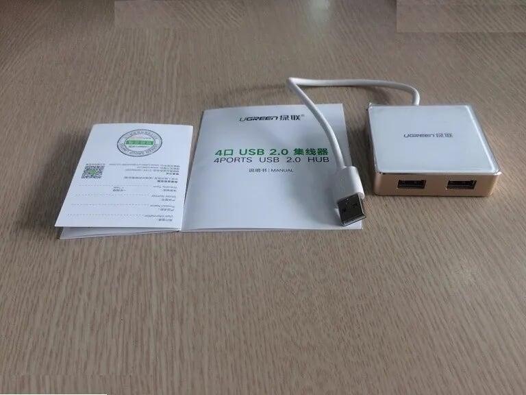 Ugreen UG20796US170TK 20CM màu Vàng Bộ chia HUB USB 2.0 sang 4 USB 2.0 vỏ hợp kim nhôm hỗ trợ nguồn 5V - HÀNG CHÍNH HÃNG