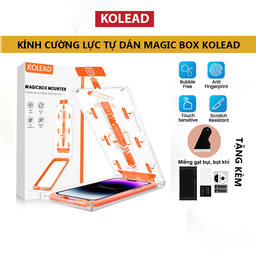 Kính Cường Lực tự dán MAGICBOX có lưới bảo vệ màng loa Hàng Chính Hãng KOLEAD siêu cao cấp cho iph x xs xsm 11 12 13 14 pro promax