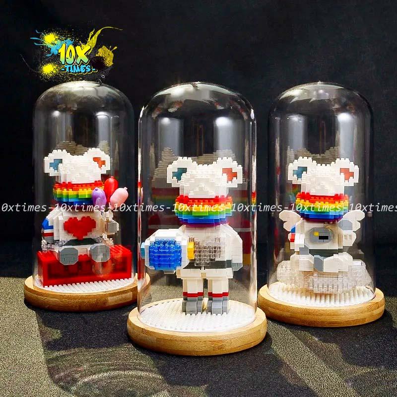 ( hộp , đèn led) le go 3D gấu bearbrick dễ thương quà tặng bạn gái bạn trai, sinh nhật 10xtimes