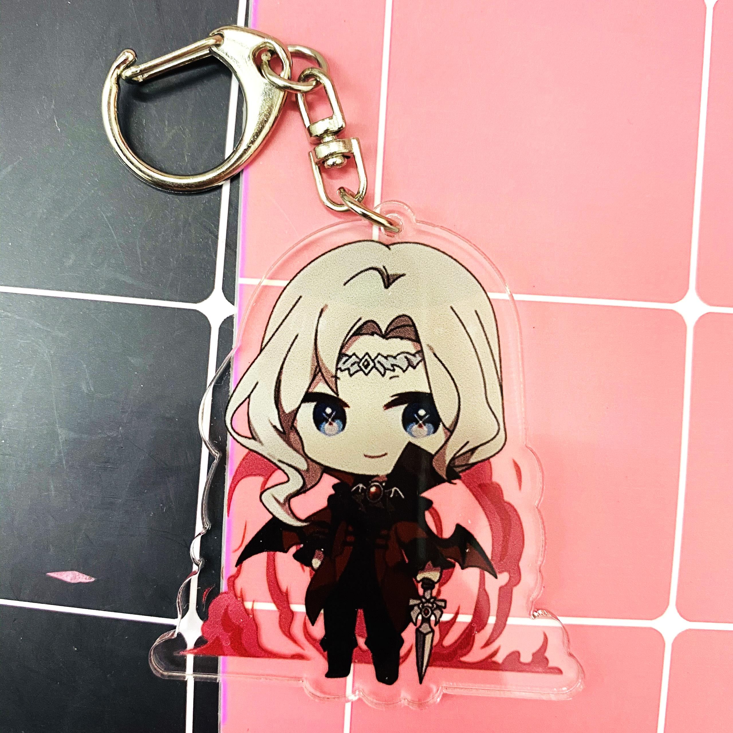 ( Mica trong acrylic ) Móc khóa Identity V Nhân cách thứ năm ver cài hoa quà tặng xinh xắn dễ thương chibi anime