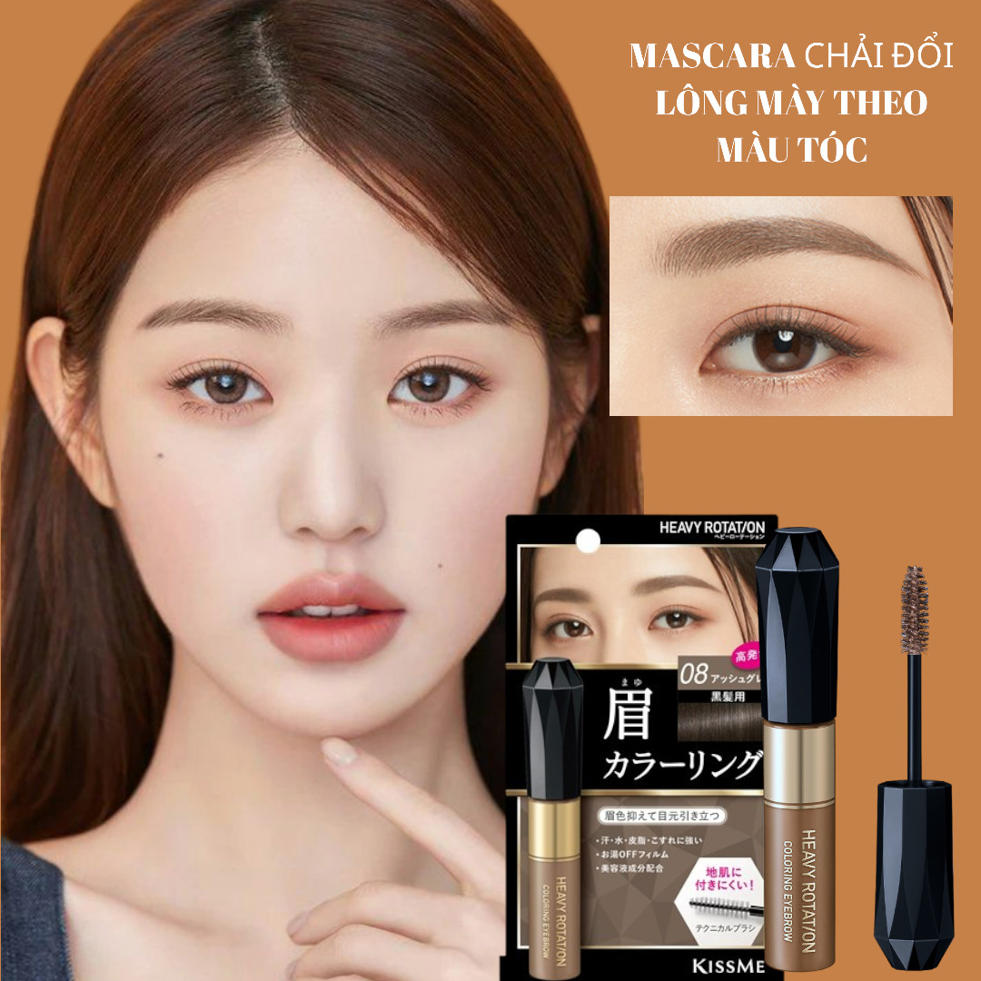 Mascara Chải Đổi Màu Lông Mày Chống Lem Trôi Kissme Heavy Rotation Coloring Eyebrow (8g) - Màu Xám Khói #08
