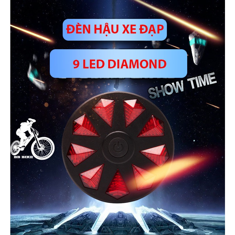 Đèn hậu xe đạp thể thao bóng LED DIAMOND siêu bền gắn sau yên có kèm 2 pin giúp cảnh báo an toàn ban đêm Mai lee