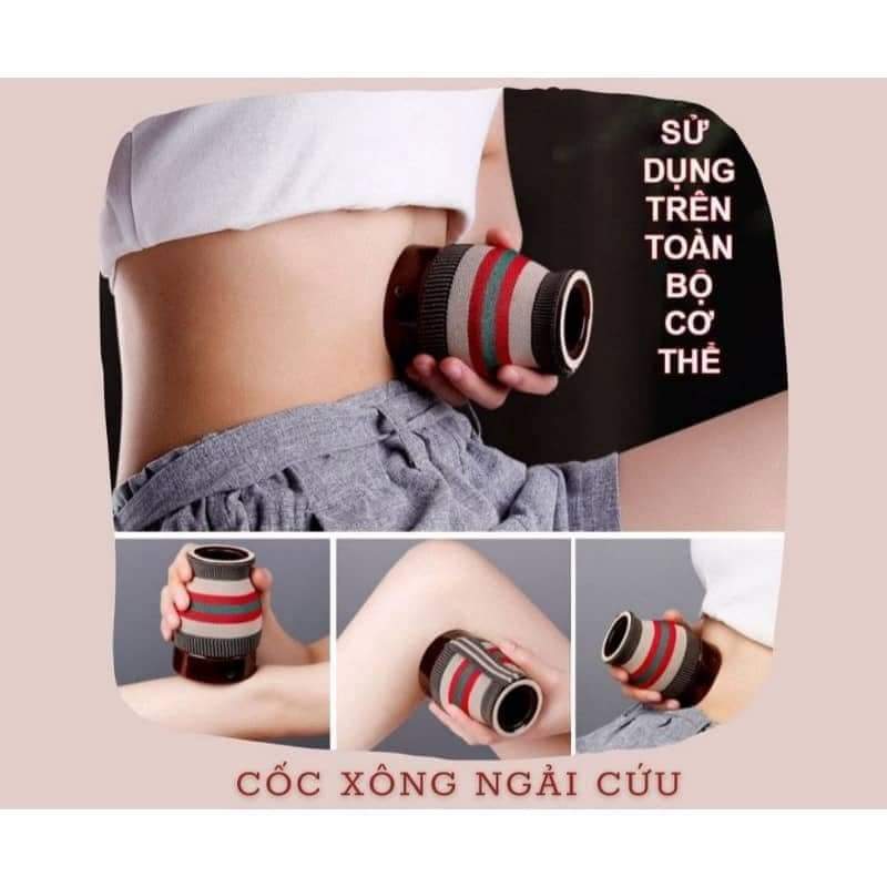 Cốc Xông Ngải Cứu Phù Dương Dụng Cụ Spa Làm Đẹp Sức Khỏe Mát Xa Body Hơ Điếu Ngải Cứu Bằng Gốm 2 Lớp