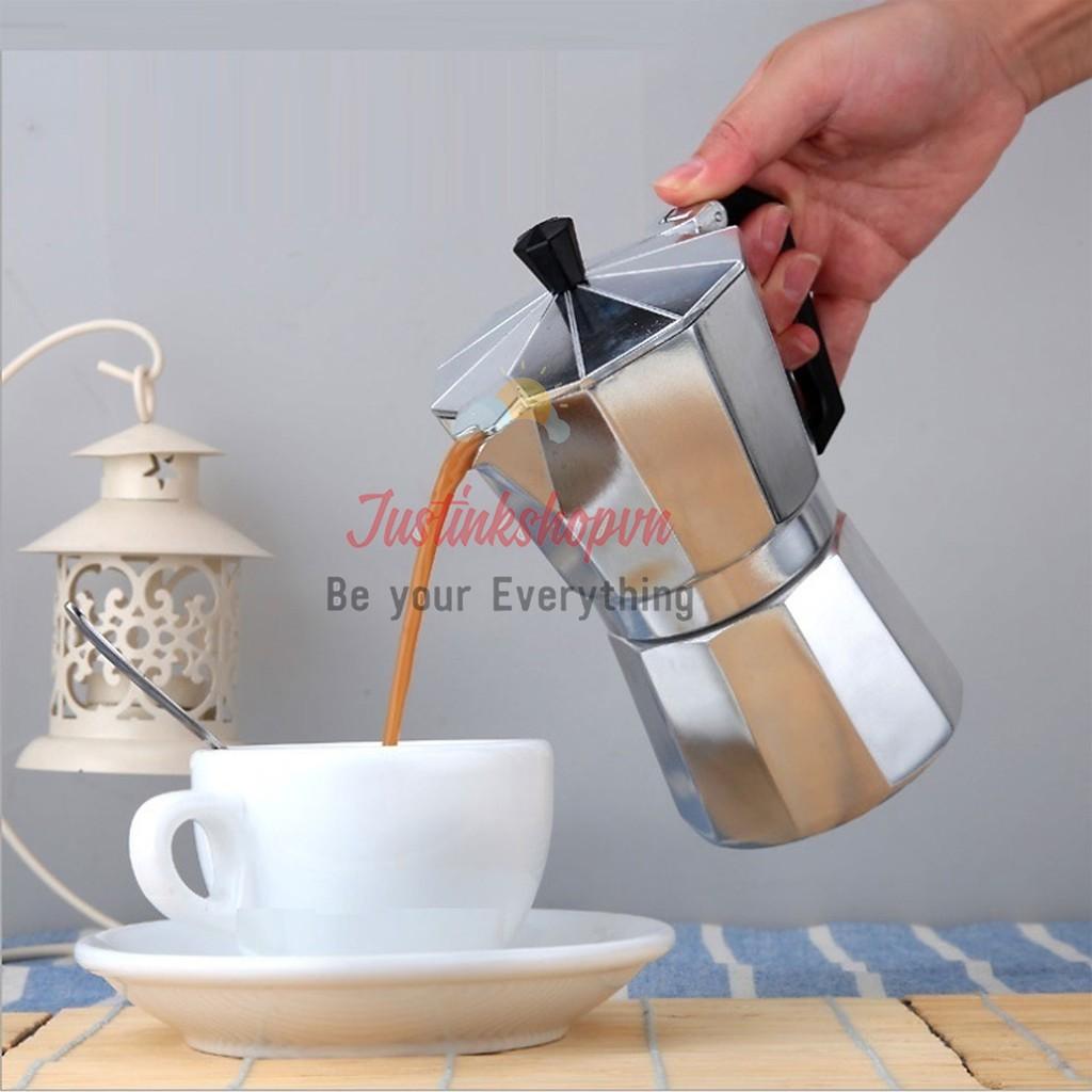 Bình Ấm Phin Pha Cafe Coffee Bằng Inox - Thép Không Gỉ Kiểu Ý Bialetti Moka Express Italy 300ML 6 Cup - JLVQ-4407-BPC3