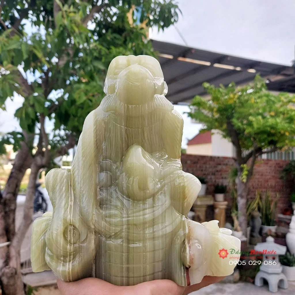 Tượng khỉ đá 12 con giáp phong thủy đá ngọc Paksitan 18cm đá Non Nước