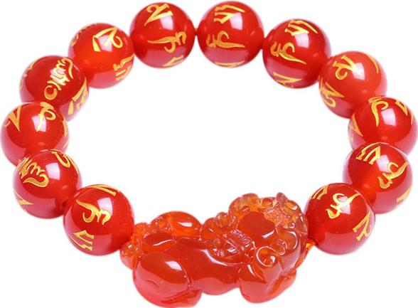 Lắc Tay Tỳ Hưu Mã Não Khắc Kinh Chữ Phạn Bình An GEMBANK