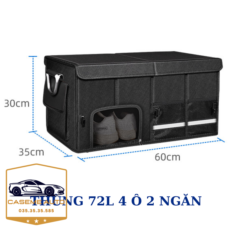 Thùng Đựng Đồ Cốp Sau Ô Tô Cao Cấp Có Thể Gấp Gọn,Thiết Kế Sang Trọng, Chắc Chắn, Hiện Đại, Nhiều Ngăn Có Nắp Đậy Cao Cấp - Hàng Nhập Khẩu