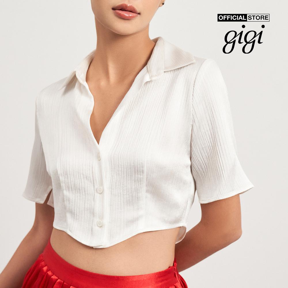 GIGI - Áo sơ mi croptop nữ tay ngắn thời trang G1106T222279