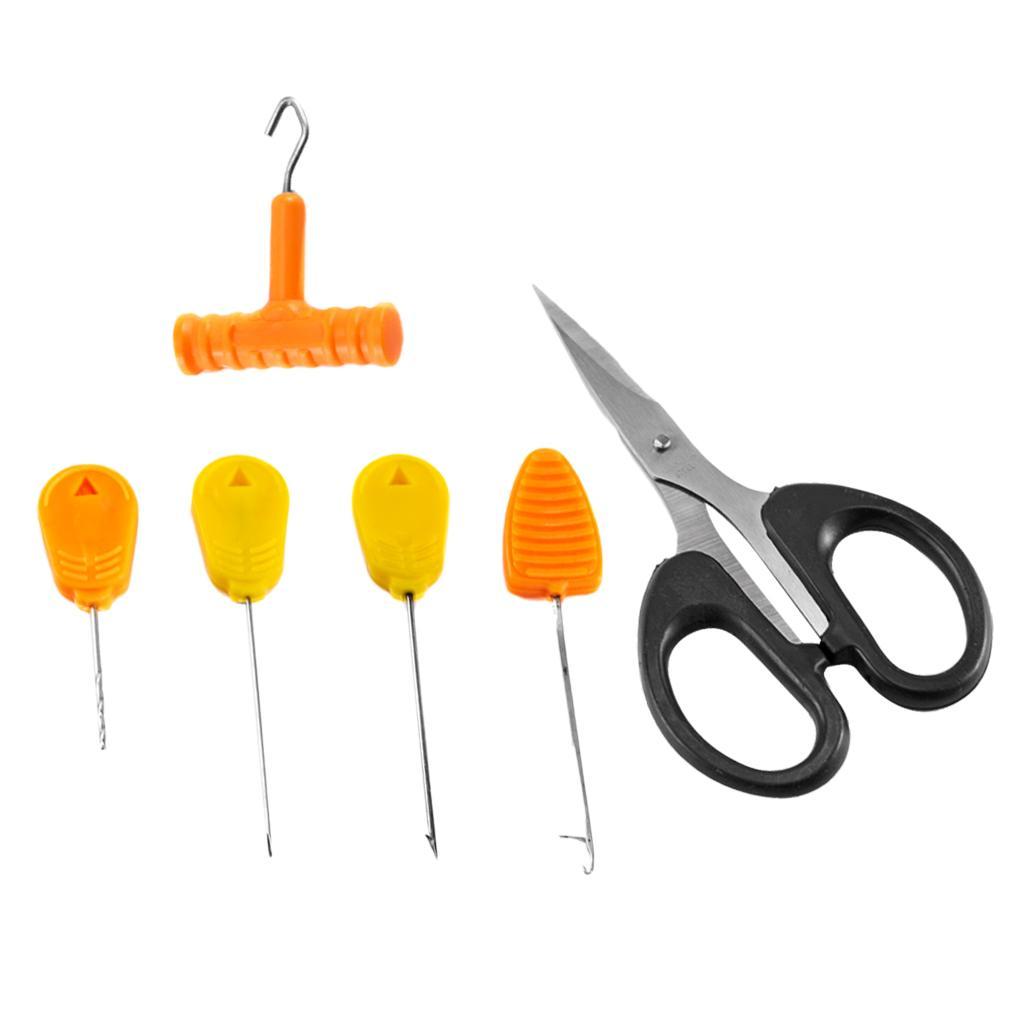 1 Set Multifunctional Stainless Steel Fishing Bait Needles Scissors Anti Slip Hook Knot Puller Baiting Rigging Tools