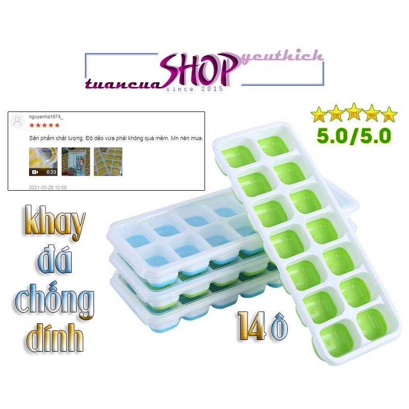 Khay làm đá đáy silicon chống dính loại 14 ô có nắp đậy (KD14)