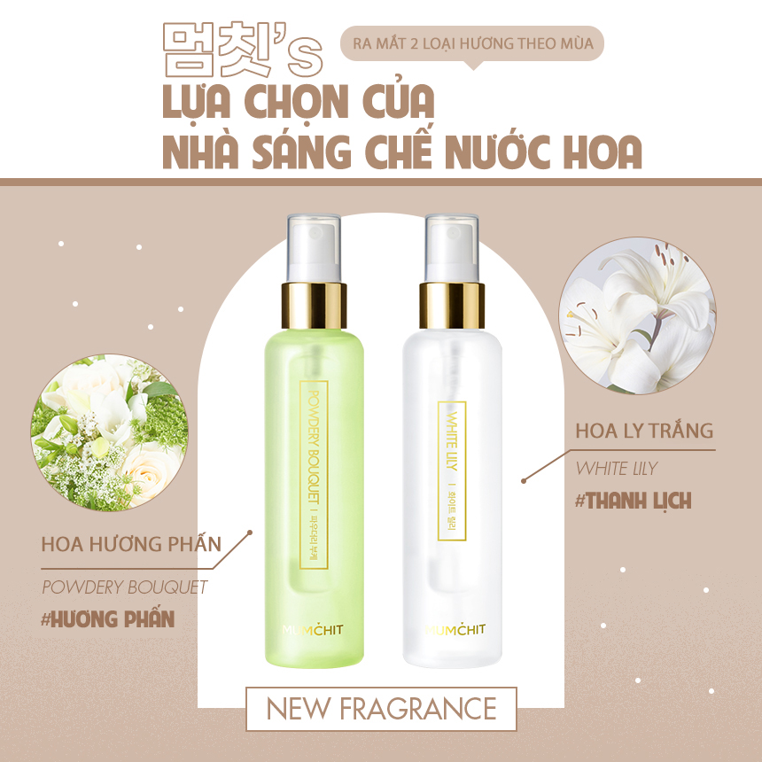 Xịt thơm tóc và body hương nước hoa MUMCHIT HAIR &amp; BODY MIST 105ml