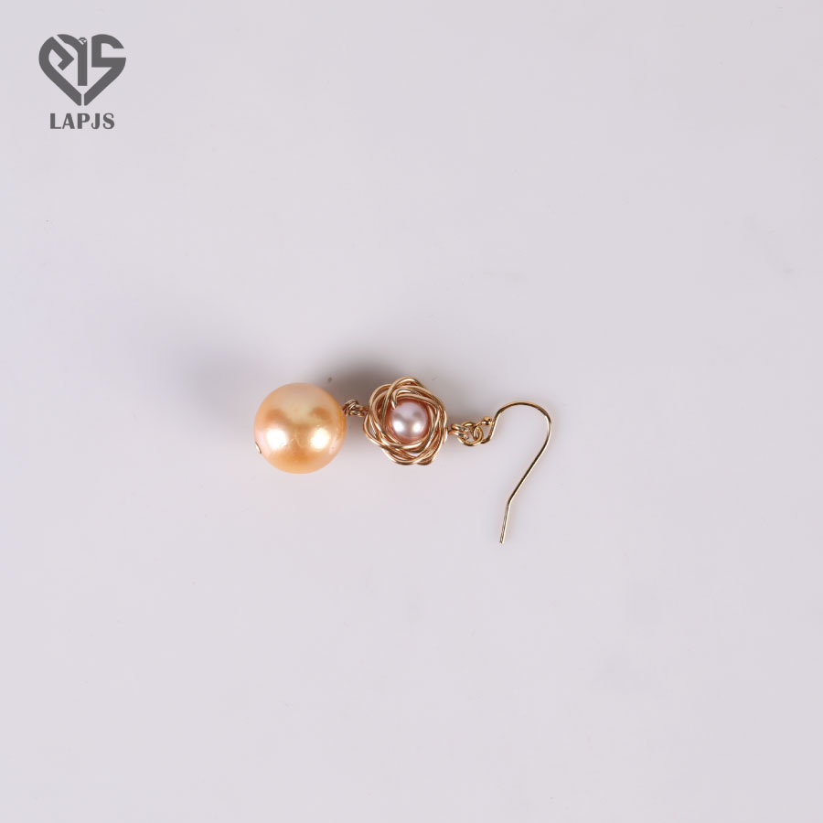 Bông Tai Handmade Ngọc trai Vàng Loving Swirl SER-1427 | Trang sức PJS