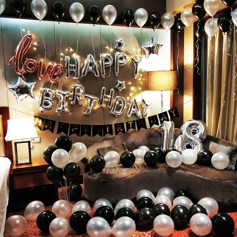Set bóng chữ HAPPY BIRTHDAY + 50 bóng nhũ, Cờ Giấy