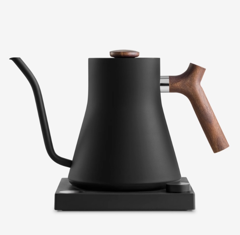 Ấm rót nước điện Fellow Stagg EKG  0.9L | Thép không gỉ | Đun sôi tức thời | Màu Matte Black Tay Cầm Gỗ Walnut - [ Hàng chính hãng ]